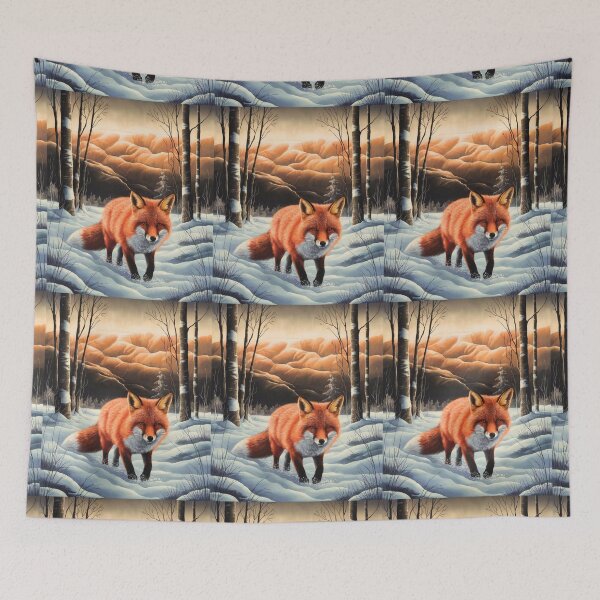 Artikelvorschau, Fuchs-Porträt. Wintersaison, Schneefuchs, Vintage-Fuchs, Fuchs-Malerei, Paul Gauguin-Stil entworfen und verkauft von FoxVibes.