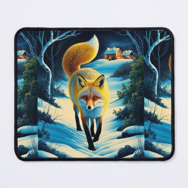 Item preview, Fox Portrait. Winter season, snowy fox, vintage fox, fox painting, Paul Gauguin style designed and sold by FoxVibes.