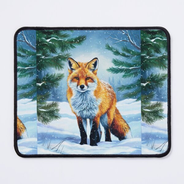 Item preview, Fox Portrait. Winter season, snowy fox, vintage fox, fox painting, Paul Gauguin style designed and sold by FoxVibes.