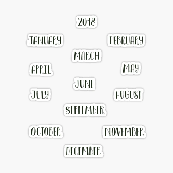 bullet-journal-and-planner-month-name-stickers-black-1-sticker-for-sale-by-jakerhodes-redbubble for Bullet Journal Stickers Free Printable Black And White Bullet Journal and Planner Month Name Stickers Black 1