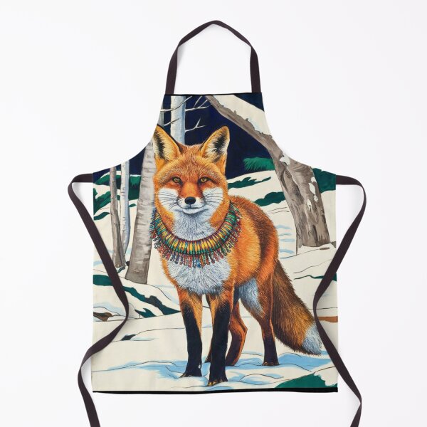 Item preview, Fox Portrait. Winter season, snowy fox, vintage fox, fox painting, Paul Gauguin style designed and sold by FoxVibes.