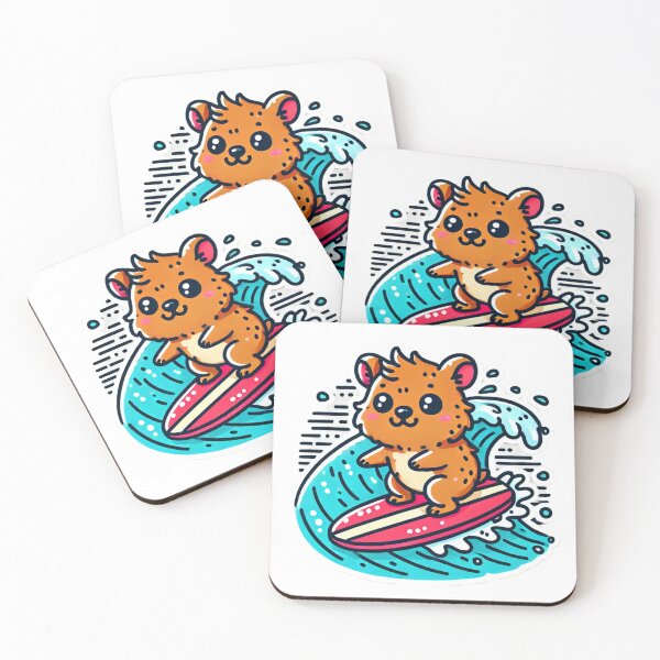 Item preview, Chibi quokka riding a wave on a surfboard designed and sold by LuzCobal.