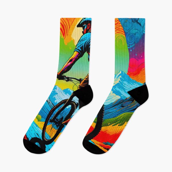 Item preview, Valley Descent: MTB Rider Toward the Sunset designed and sold by GrizzlyCollective.