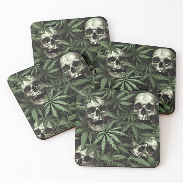 Item preview, “Nocturnal Jungle: Skulls and Cannabis Leaves” designed and sold by Art-Vortex-fr.