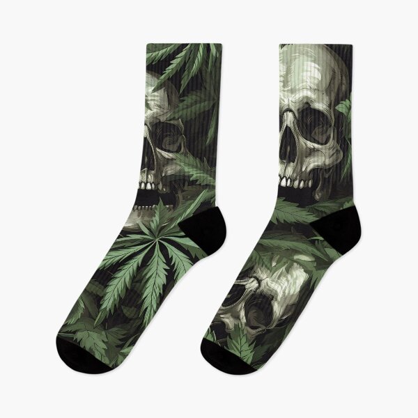 Item preview, “Nocturnal Jungle: Skulls and Cannabis Leaves” designed and sold by Art-Vortex-fr.