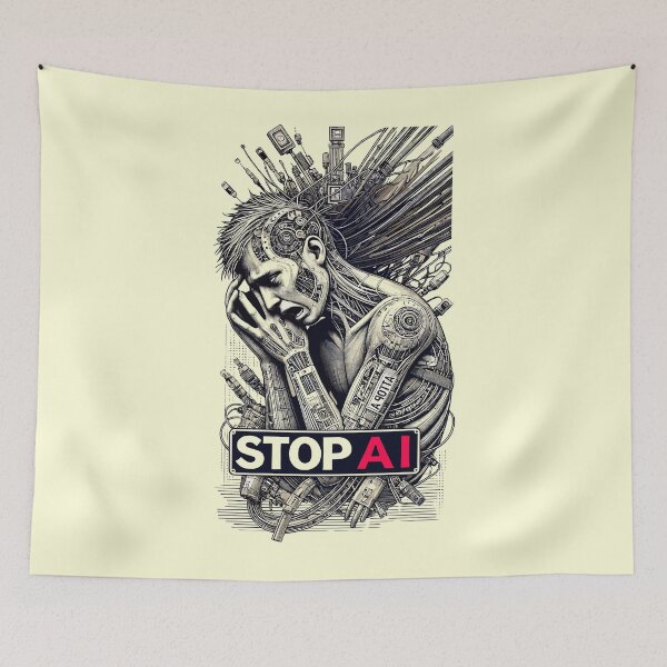 Item preview, Stop AI: A Cry for Humanity designed and sold by SerhiiArt.
