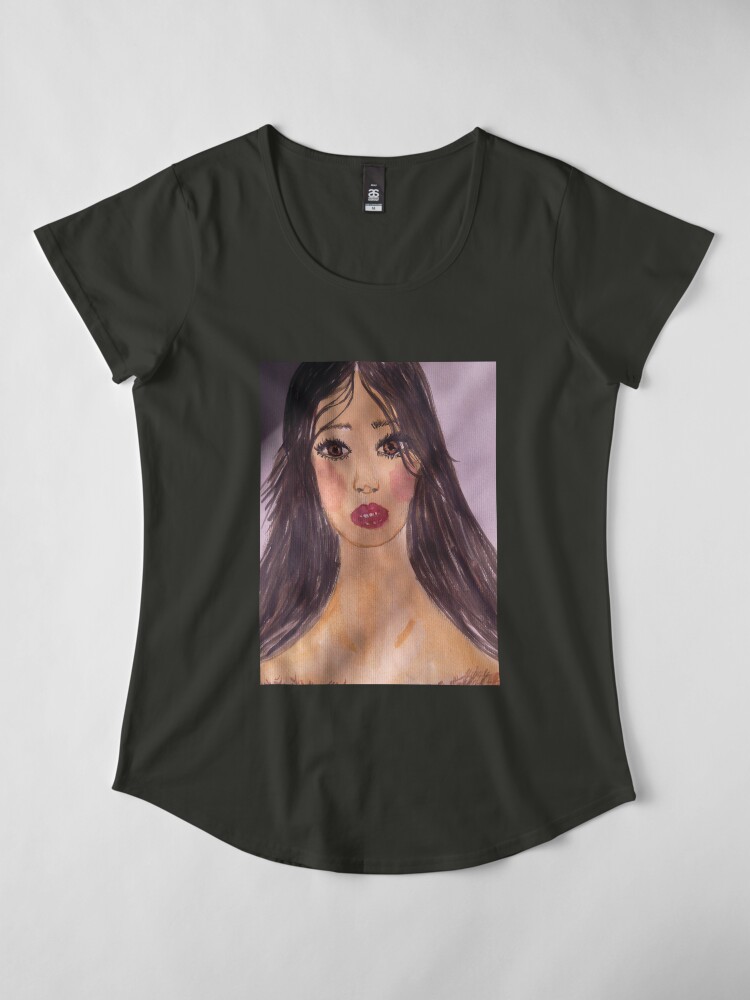 Alternate view of Portrait Of a Girl With a Red Lip Premium Scoop T-Shirt