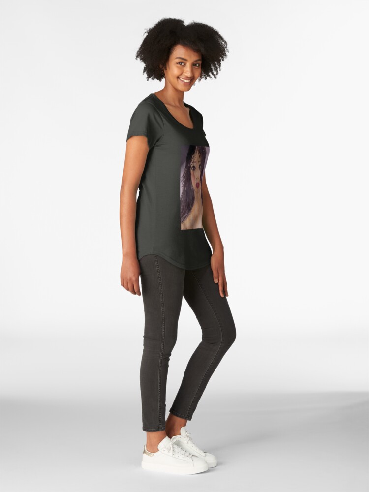 Alternate view of Portrait Of a Girl With a Red Lip Premium Scoop T-Shirt