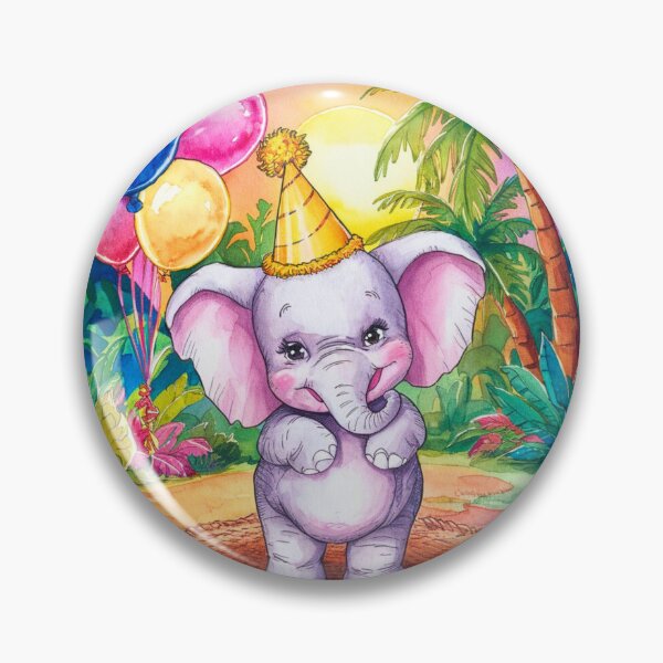 Artikelvorschau, Geburtstagselefant. Geburtstagsfeier, süßer Elefant, Partytier, kleiner Elefant, bunter Elefant, Elefantenzeichnung entworfen und verkauft von ElephantVibes.