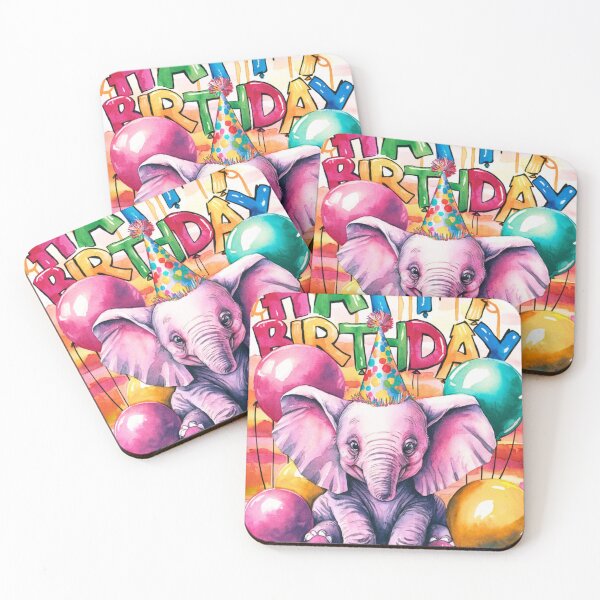 Artikelvorschau, Geburtstagselefant. Geburtstagsfeier, süßer Elefant, Partytier, kleiner Elefant, bunter Elefant, Elefantenzeichnung entworfen und verkauft von ElephantVibes.