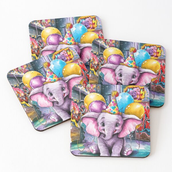 Artikelvorschau, Geburtstagselefant. Geburtstagsfeier, süßer Elefant, Partytier, kleiner Elefant, bunter Elefant, Elefantenzeichnung entworfen und verkauft von ElephantVibes.