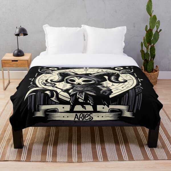 Item preview, Dark Cartoon Aries Zodiac Sign - Mystical Ram Design designed and sold by shypixels.