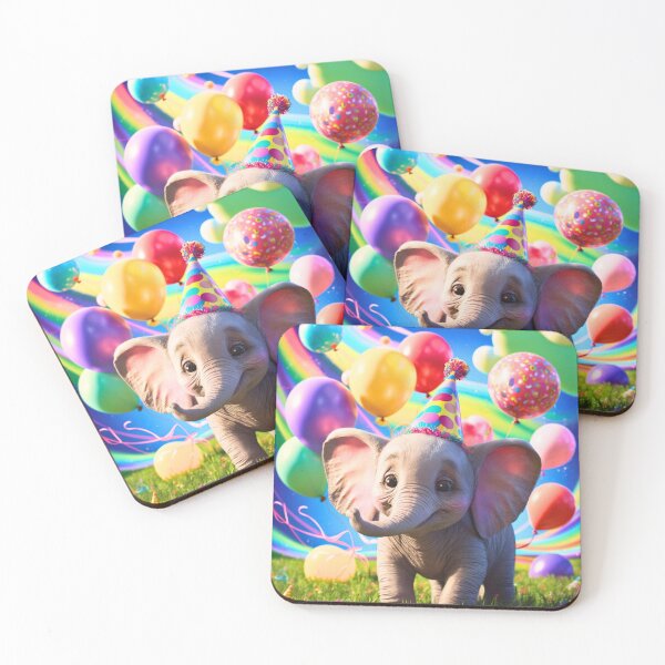 Artikelvorschau, Geburtstagselefant. Geburtstagsfeier, süßer Elefant, Partytier, kleiner Elefant, bunter Elefant, Elefantenzeichnung entworfen und verkauft von ElephantVibes.