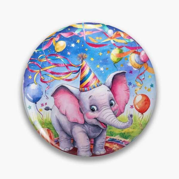 Artikelvorschau, Geburtstagselefant. Geburtstagsfeier, süßer Elefant, Partytier, kleiner Elefant, bunter Elefant, Elefantenzeichnung entworfen und verkauft von ElephantVibes.
