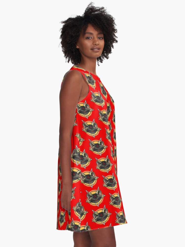 Alternate view of Worship the Devil Kitty A-Line Dress