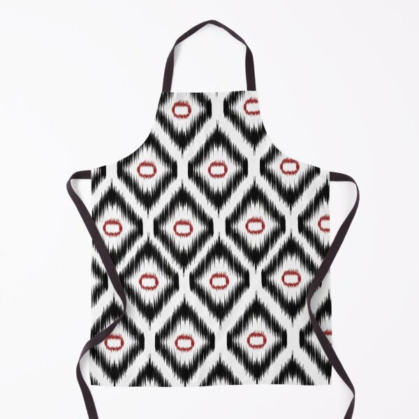 Item preview, black white and red quatrefoil Ikat pattern fabric designed and sold by kasune-shop.