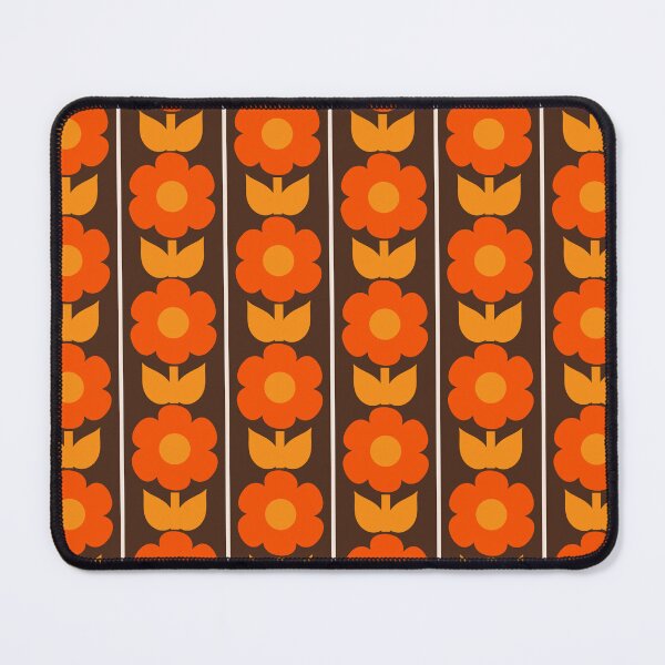 Item preview, Jonnty Flowers Retro Floral Stripe Pattern in 70s Brown and Orange designed and sold by kierkegaard.