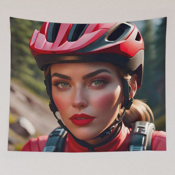 Item preview, Trailblazing Beauty: Gorgeous Female MTB Rider designed and sold by GrizzlyCollective.