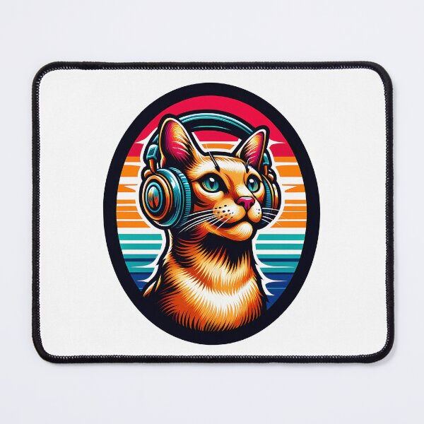 Item preview, Egyptian Mau Cat with Earplugs Listening to Music T-Shirt designed and sold by EnchantSticks.