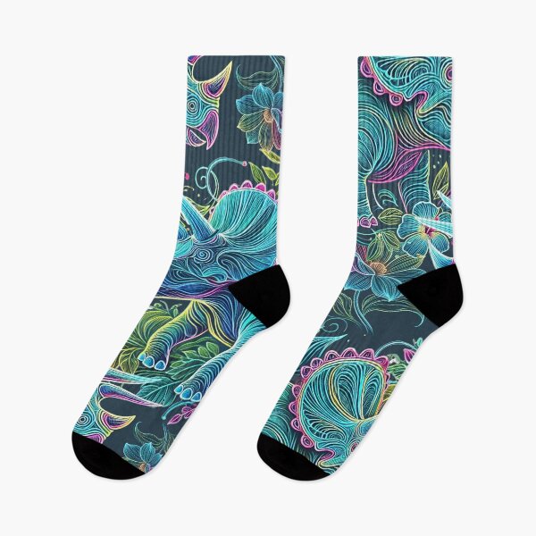 Item preview, Neon Floral Triceratops with Hibiscus designed and sold by CrypRenaissance.