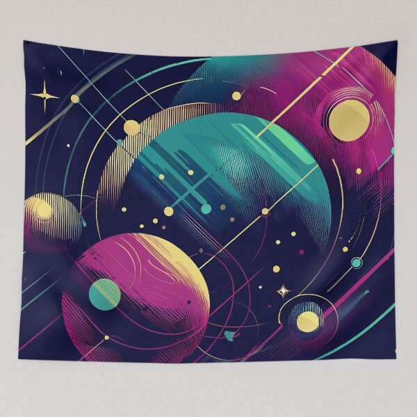 Item preview, Neon Cosmic Abstract Planets Art designed and sold by AHMEDMAMADO.