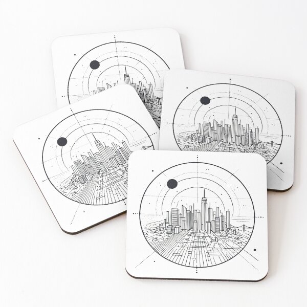 Item preview, Futuristic Cityscape Geometric T-Shirt designed and sold by LessLines.