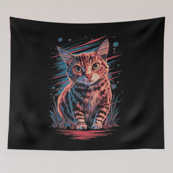 Item preview, Celestial Cat: A Neon Nightscape designed and sold by Exodoi.