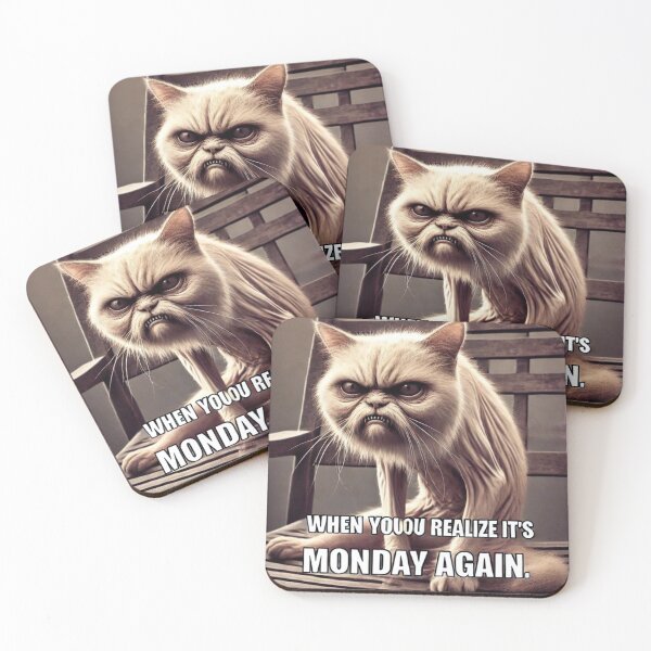 Item preview, Cursed Cat Meme - When You Realize It’s Monday Again designed and sold by CatmemesArt.