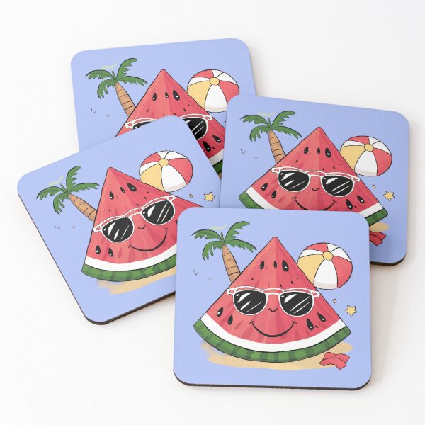 Item preview, a smiling Watermelon slice with sunglasses and a beach ball designed and sold by 123ks.