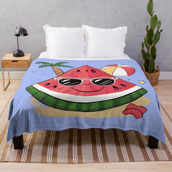 Item preview, a smiling Watermelon slice with sunglasses and a beach ball designed and sold by 123ks.