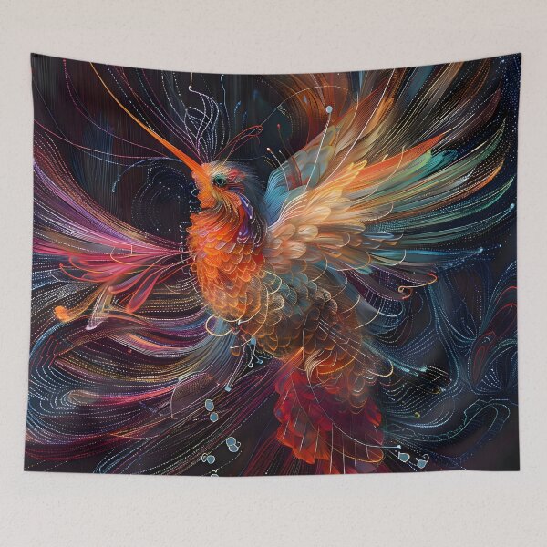 Item preview, Flight of Fantasy: Surreal 3D Hummingbird Haven designed and sold by AI-Only Creations.