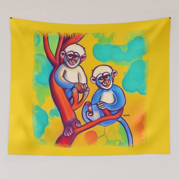 Item preview, colorful monkeys sitting in a tree - dePace' designed and sold by mrpropcake.