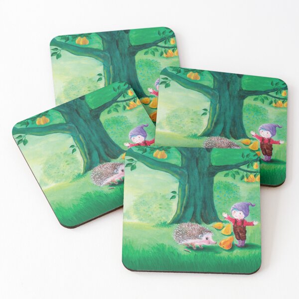 Item preview, Garden Gnome and Hedgehog Under Pear Tree Illustration by Julia Doria designed and sold by Julia Doria.