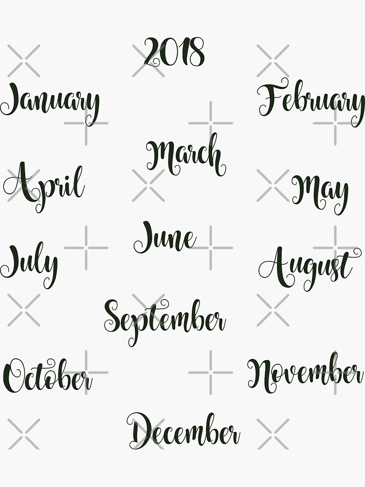 Bullet Journal and Planner Month Name Stickers Black 2 Sticker for Sale by  JakeRhodes
