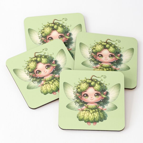 Item preview, Little Fairy Green Cherimoya Elf with butterfly wings Manga Anime Girl Exotic Fruits designed and sold by Annika Shurafa.