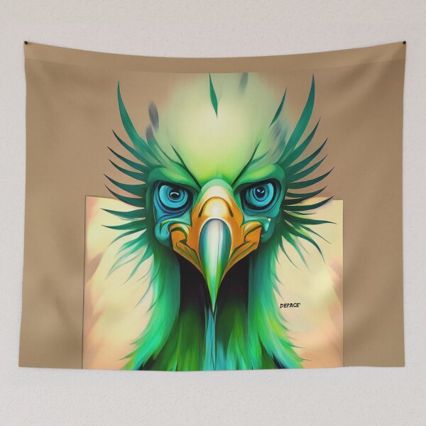 Item preview, green vulture with big blue eyes - dePace' designed and sold by mrpropcake.