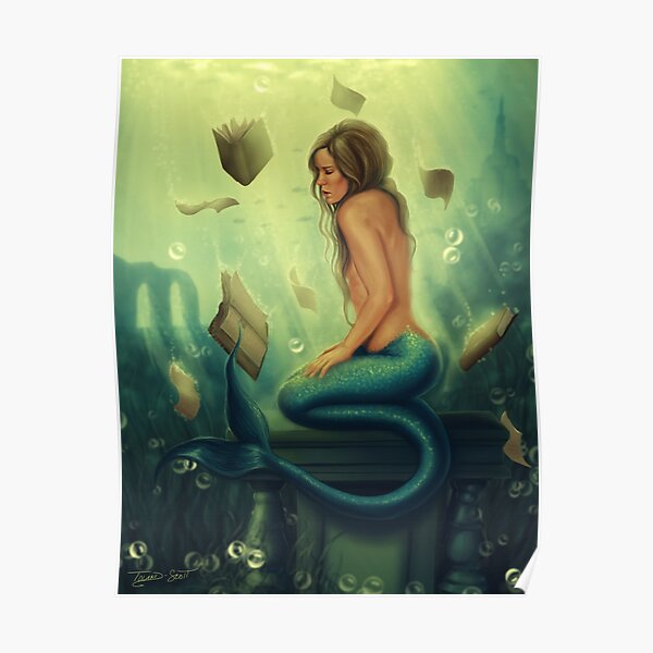 Lost Books 2 - Mermaid Reading Underwater Poster