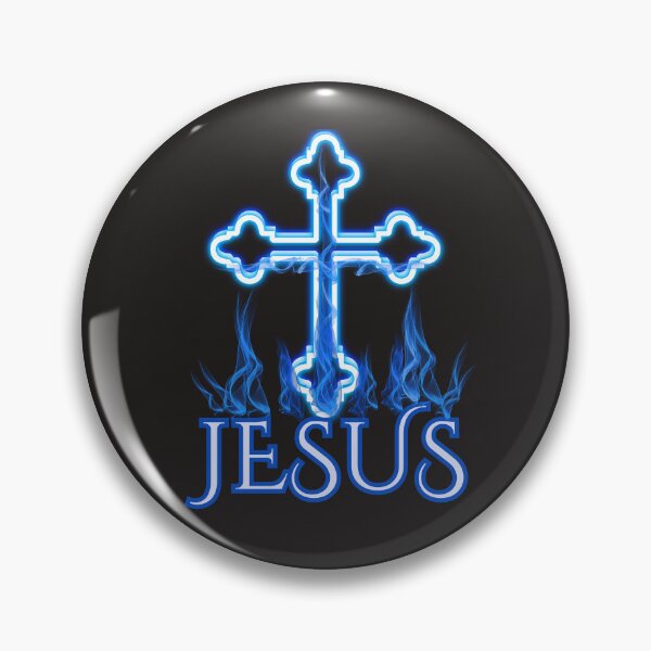 Item preview,  Jesus Glow-Cross (blue flames) designed and sold by Tripp Art Studio.