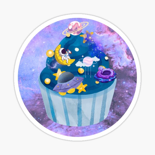 Starseed Mystical Space Alien Cupcake Night Sky Space Ship Sticker