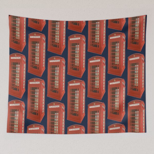 Item preview, Old Red Phone Booth with Navy Background designed and sold by artthatrocks.