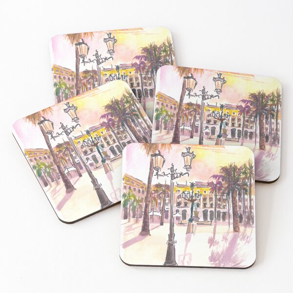 Item preview, Placa Reial Barcelona Catalonia Street Scene designed and sold by artshop77.
