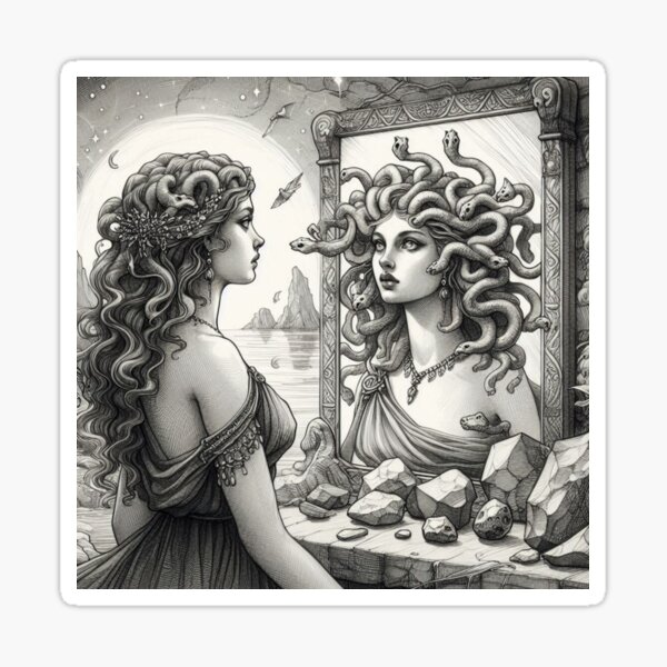 Vista previa del artículo con la obra «Medusa mirándose al espejo Versión 3», diseñado y vendido por Karma0628.