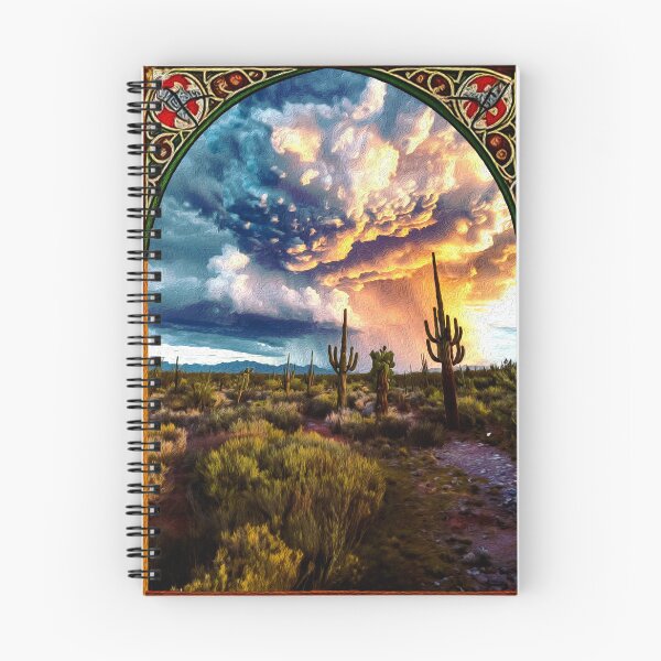 Item preview, Desert Landscape painting cactus sunset storm shower designed and sold by AuroraXGreen.