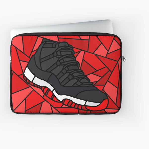 Retro 11 Playoff Rouge et Noir Vitrail Sneaker Housse d'ordinateur