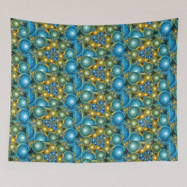 Item preview, Blue and Yellow Orbs Fractal Spiral designed and sold by pinkal.