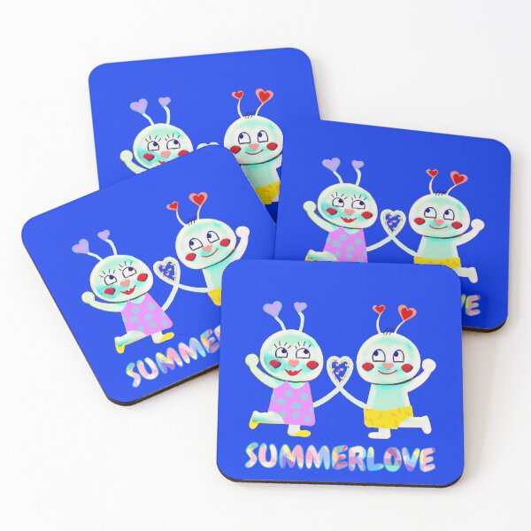Item preview, Summerlove (bright blue) funny colorful couple with heart -comic style designed and sold by kikidu21.