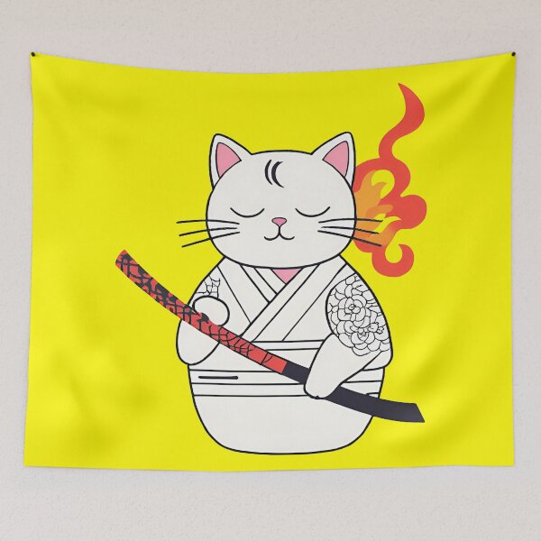 Item preview, japanese neku cute cat on fire designed and sold by Catophile.