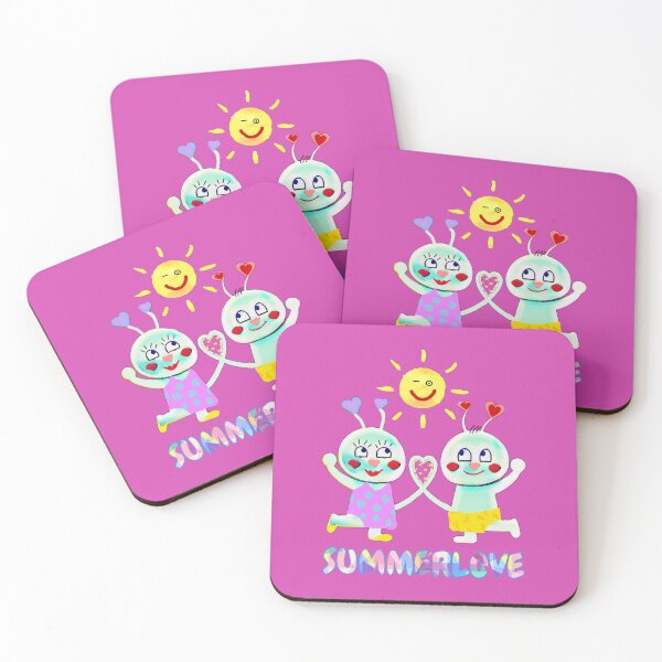 Item preview, Summerlove (pink) funny colorful couple with heart -comic style designed and sold by kikidu21.