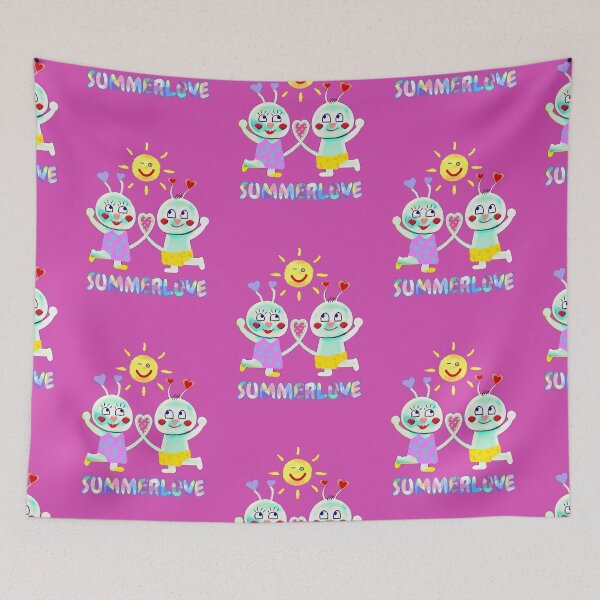 Item preview, Summerlove (pink) funny colorful couple with heart -comic style designed and sold by kikidu21.