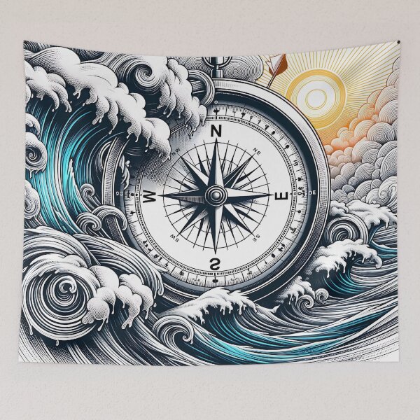 Item preview, Stay on course in the storm. Compass in stormy seas designed and sold by Matzi-MV.